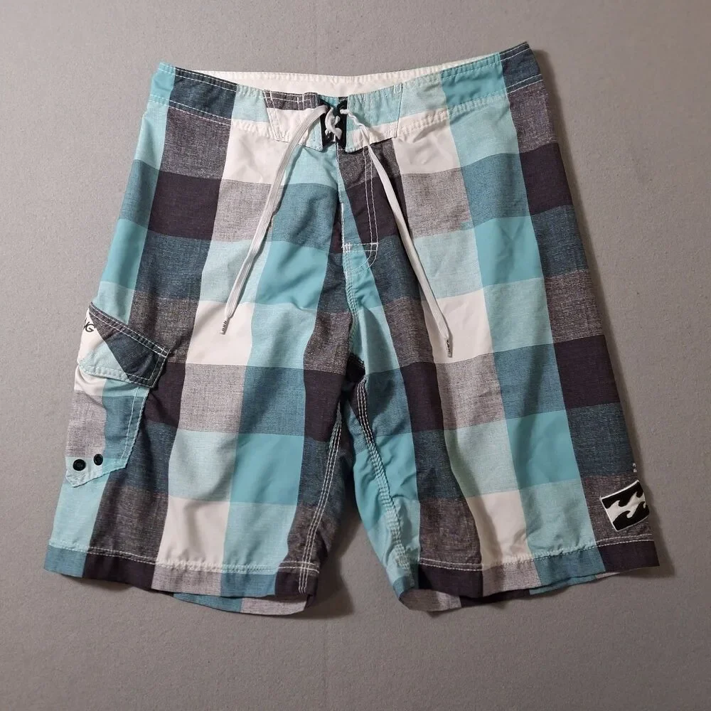 Billabong Hydrostretch Platinum X Board Shorts Mens 34x10 Plaid  Stretch